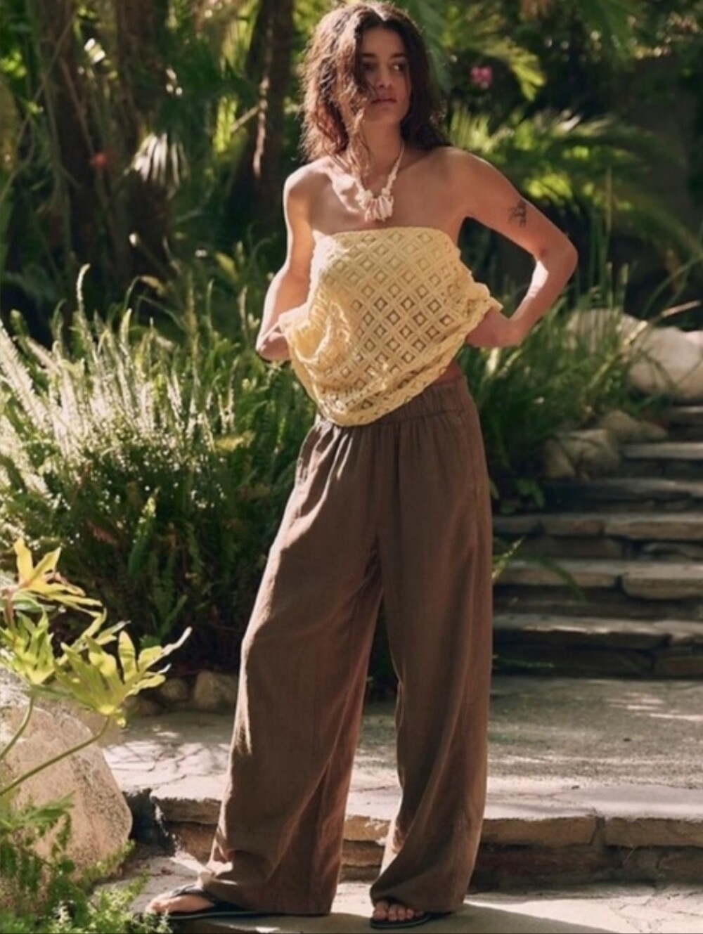 Free People Days End Linen Pull On Pants Small